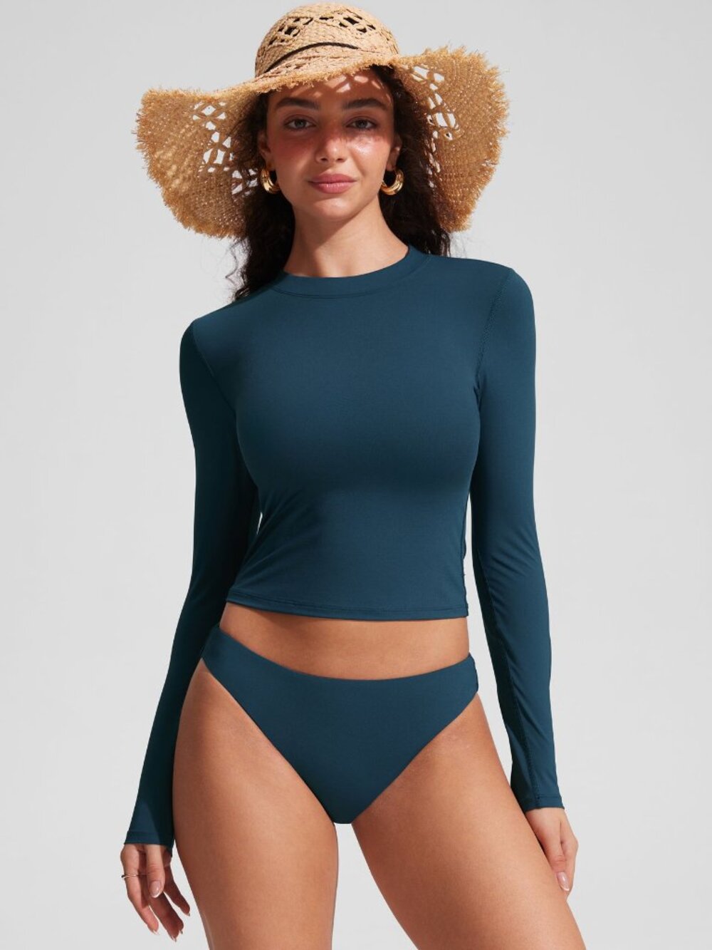 UPF 50+ Cropped Rashguard Swimsuit Top